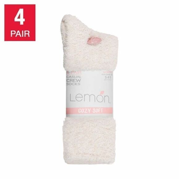 Lemon Ladies' Cozy Crew Sock, 4-pair shoe size 5- 9.5 - Picture 2 of 2